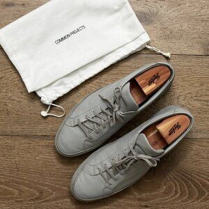 Common Projects 1528 Achilles Low Top Grey Leather Sneakers Men's Size 45 US 12